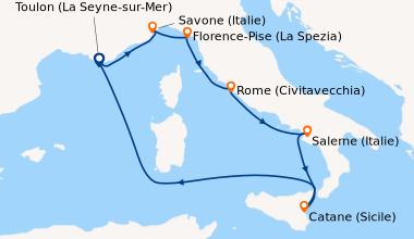 Itinéraire de la croisière France, Italie