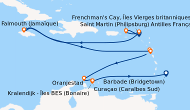 Itinéraire de la croisière Saint Martin (Philipsburg) Antilles Française...