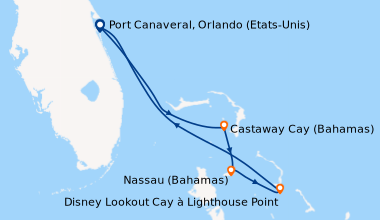 Itinéraire de la croisière Port Canaveral, Orlando (Etats-Unis), Castawa...
