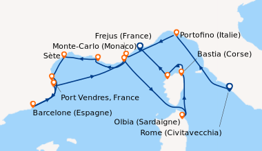 Itinéraire de la croisière Rome (Civitavecchia), Portofino (Italie), En ...