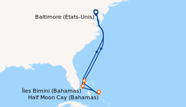 Itinéraire de la croisière Baltimore (Etats-Unis), En mer, En mer, Princ...