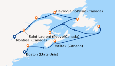 Itinéraire de la croisière Montreal (Canada), Saint-Laurent (fleuve/Cana...