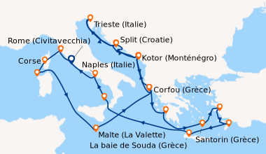 Itinéraire de la croisière Rome (Civitavecchia), Livourne (Florence, Pis...