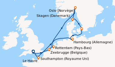 Itinéraire de la croisière Southampton (Royaume Uni) , Bruxelles (Belgiq...