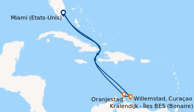 Itinéraire de la croisière Miami (Etats-Unis), En mer, En mer, Oranjesta...