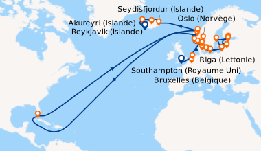 Itinéraire de la croisière Southampton (Royaume Uni) , Bruxelles (Belgiq...