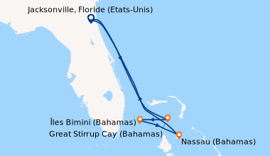 Itinéraire de la croisière Jacksonville, Floride (Etats-Unis), Île de Gr...