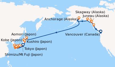 Itinéraire de la croisière Vancouver (Canada), En mer, Ketchikan (Alaska...