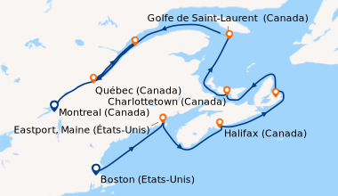 Itinéraire de la croisière Boston (Etats-Unis), Eastport, Maine (États-U...
