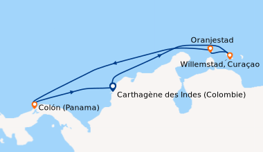 Itinéraire de la croisière Carthagène des Indes (Colombie) , En mer, En ...