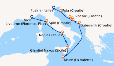 Itinéraire de la croisière Fusina (Italie), Pula (Croatie), Sibenik (Cro...