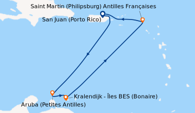 Itinéraire de la croisière San Juan (Porto Rico), En mer, Aruba (Petites...