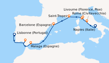 Itinéraire de la croisière Naples (Italie), Rome (Civitavecchia), Portof...