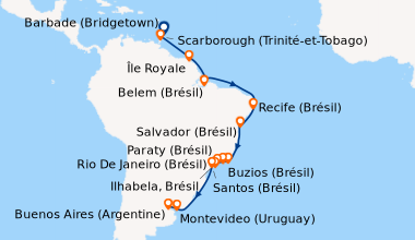 Itinéraire de la croisière Barbade (Bridgetown), Scarborough (Trinité-et...