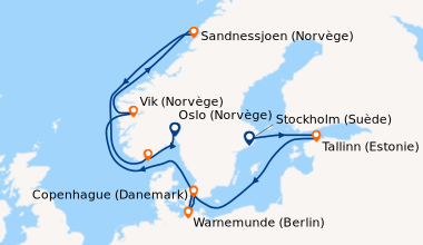 Itinéraire de la croisière Stockholm (Suède), Tallinn (Estonie), En mer,...