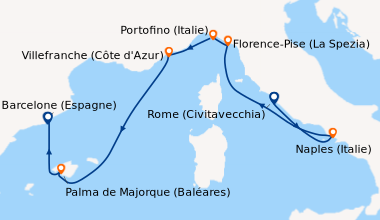 Itinéraire de la croisière Rome (Civitavecchia), Capri (Italie), En mer,...