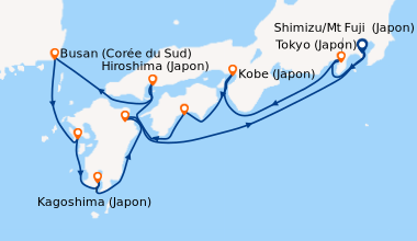 Itinéraire de la croisière Tokyo (Japon), Shimizu/Mt Fuji  (Japon), En m...