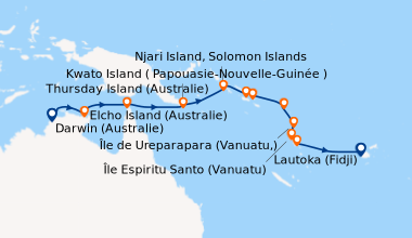 Itinéraire de la croisière Escapade au cœur de la Mélanésie