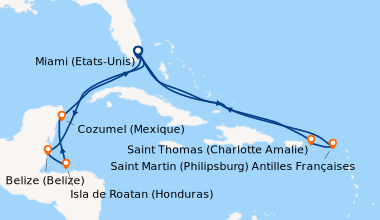 Itinéraire de la croisière Miami (Etats-Unis), Princess Cays (Bahamas), ...