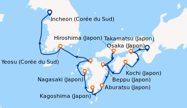 Itinéraire de la croisière Osaka (Japon), Osaka (Japon), Takamatsu (Japo...