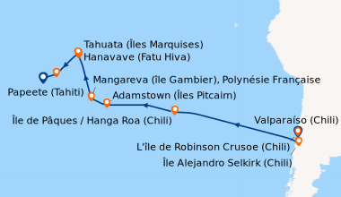 Itinéraire de la croisière Valparaíso (Chili), En mer, L\'île de Robinso...