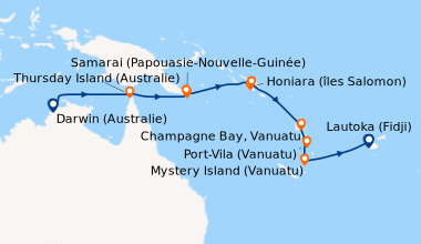 Carte de l'itinéraire de la croisière
