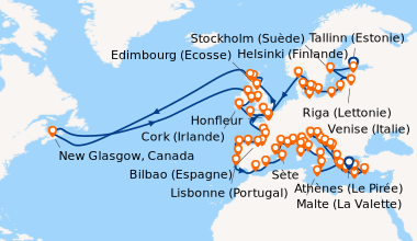 Itinéraire de la croisière Helsinki (Finlande), Tallinn (Estonie), Stock...