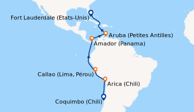 Itinéraire de la croisière Coquimbo (Chili), En mer, En mer, Arica (Chil...
