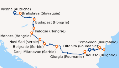 Itinéraire de la croisière Du Danube bleu vers la mer Noire - De Vienne à Bucarest (VIO_PP)