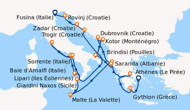 Itinéraire de la croisière Fusina (Italie), Rovinj (Croatie), Zadar (Cro...