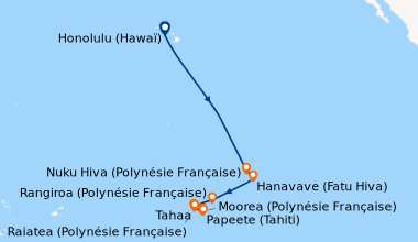 Itinéraire de la croisière Honolulu (Hawaï), En mer, En mer, En mer, En ...