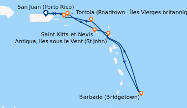 Itinéraire de la croisière San Juan (Porto Rico), Tortola (Roadtown - Îl...