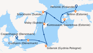 Itinéraire de la croisière Capitales et villes emblématiques de la Baltique
