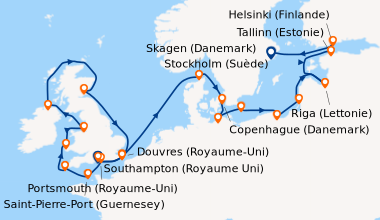 Itinéraire de la croisière Southampton (Royaume Uni) , Portsmouth (Royau...