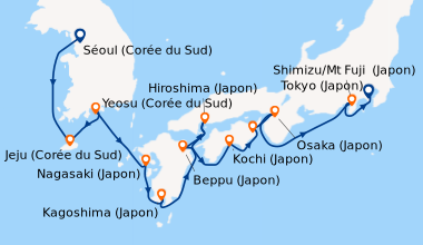 Itinéraire de la croisière Séoul (Corée du Sud), En mer, Jeju (Corée du ...