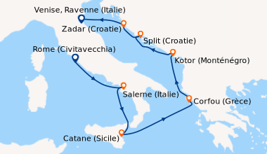 Itinéraire de la croisière Découverte de l'Adriatique Emblématique