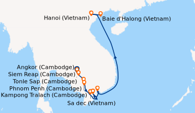 Itinéraire de la croisière Des temples d'Angkor au delta du Mékong, Hanoï et la Baie d'Along (1R6_PP)