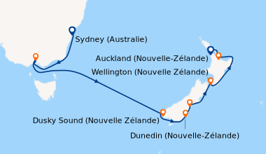 Itinéraire de la croisière Sydney (Australie), En mer, Melbourne (Austra...