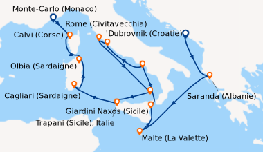 Itinéraire de la croisière Dubrovnik (Croatie), Saranda (Albanie), En me...