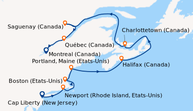 Carte de l'itinéraire de la croisière