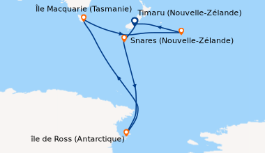 Itinéraire de la croisière Expédition sur les traces de Scott et Shackleton