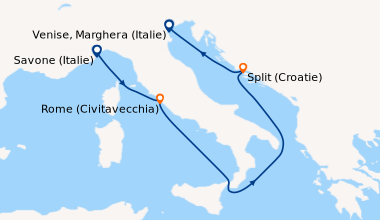 Itinéraire de la croisière Italie, Croatie