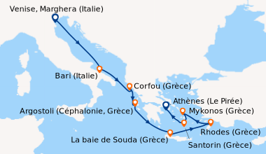 Itinéraire de la croisière Italie, Grèce