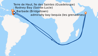 Itinéraire de la croisière Barbade (Bridgetown), Rodney Bay (Sainte-Luci...