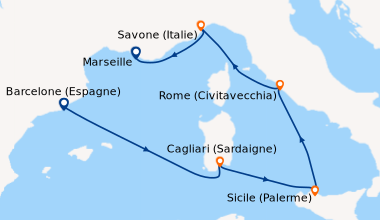 Itinéraire de la croisière Un Air d’Italie sur la Mer