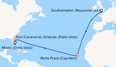 Itinéraire de la croisière Southampton (Royaume Uni), En mer, En mer, En...