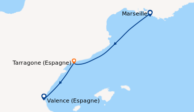 Itinéraire de la croisière Marseille, Tarragone (Espagne), Valence (Espa...