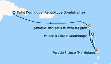 Itinéraire de la croisière Antilles