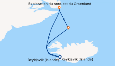 Itinéraire de la croisière Splendeurs du Groenland – Le Nord et ses terres de légende