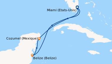 Itinéraire de la croisière Miami (Etats-Unis), En mer, Cozumel (Mexique)...
